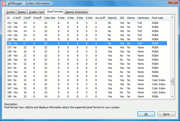 gDEBugger - System Information Dialog